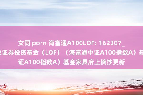 女同 porn 海富通A100LOF: 162307_海富通中证A100指数证券投资基金(LOF)(海富通中证A100指数A)基金家具府上摘抄更新