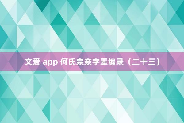 文爱 app 何氏宗亲字辈编录（二十三）