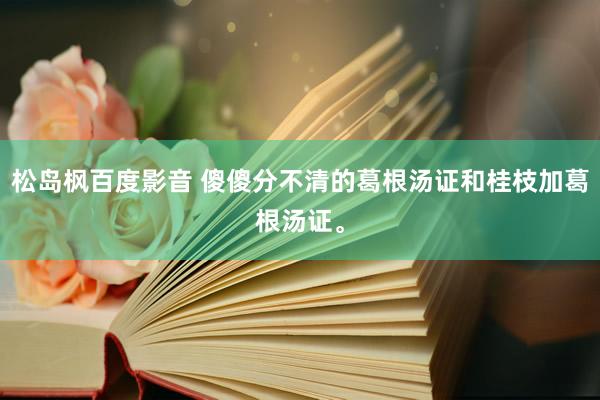 松岛枫百度影音 傻傻分不清的葛根汤证和桂枝加葛根汤证。