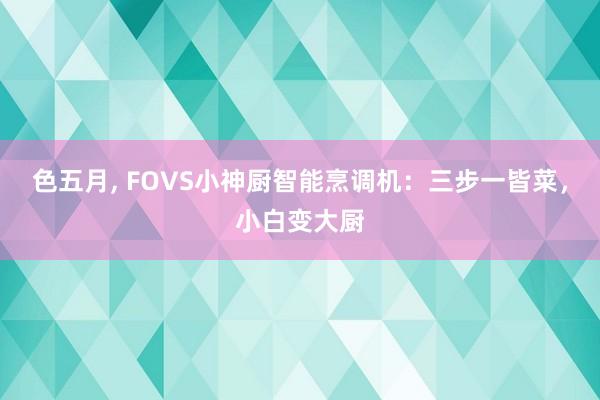 色五月， FOVS小神厨智能烹调机：三步一皆菜，小白变大厨