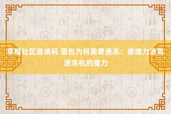 草榴社区邀请码 面包为何需要速冻：德捷力液氮速冻机的魔力
