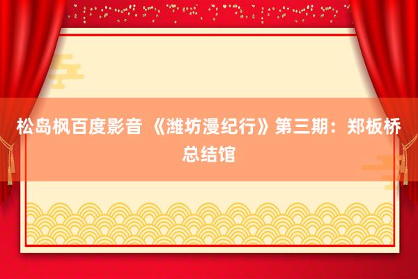 松岛枫百度影音 《潍坊漫纪行》第三期：郑板桥总结馆