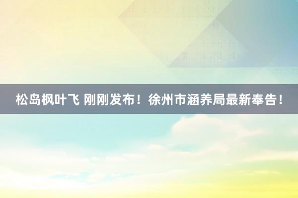 松岛枫叶飞 刚刚发布！徐州市涵养局最新奉告！