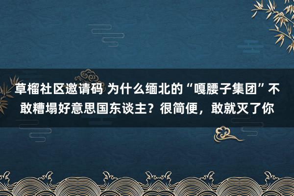 草榴社区邀请码 为什么缅北的“嘎腰子集团”不敢糟塌好意思国东谈主？很简便，敢就灭了你