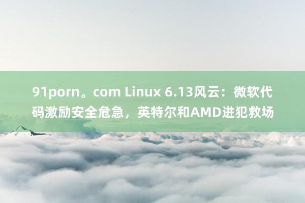 91porn。com Linux 6.13风云：微软代码激励安全危急，英特尔和AMD进犯救场
