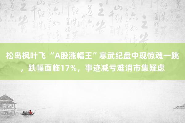 松岛枫叶飞 “A股涨幅王”寒武纪盘中现惊魂一跳，跌幅面临17%，事迹减亏难消市集疑虑
