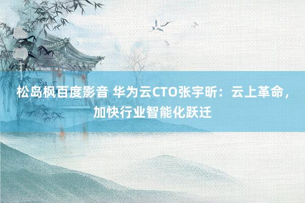 松岛枫百度影音 华为云CTO张宇昕：云上革命，加快行业智能化跃迁