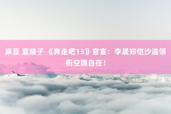 麻豆 夏晴子 《奔走吧13》官宣：李晨郑恺沙溢领衔空隙自在！
