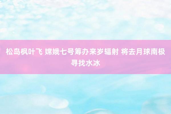 松岛枫叶飞 嫦娥七号筹办来岁辐射 将去月球南极寻找水冰