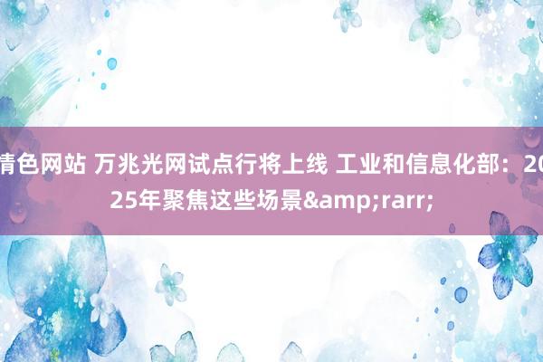 情色网站 万兆光网试点行将上线 工业和信息化部：2025年聚焦这些场景&rarr;