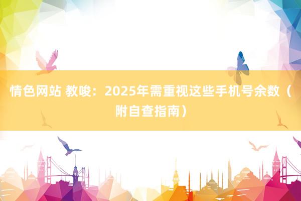 情色网站 教唆：2025年需重视这些手机号余数（附自查指南）