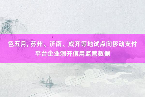色五月， 苏州、济南、成齐等地试点向移动支付平台企业洞开信用监管数据