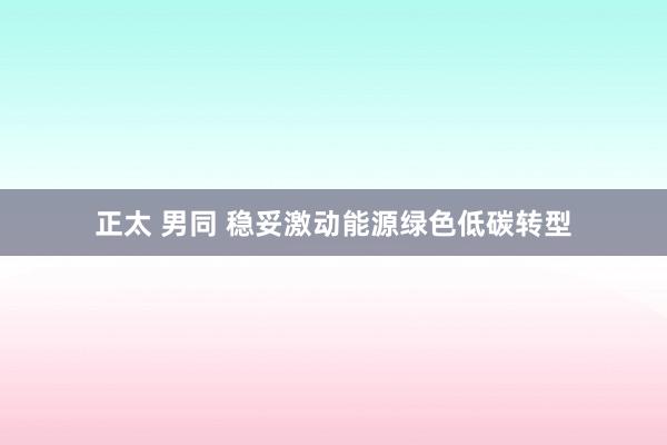 正太 男同 稳妥激动能源绿色低碳转型
