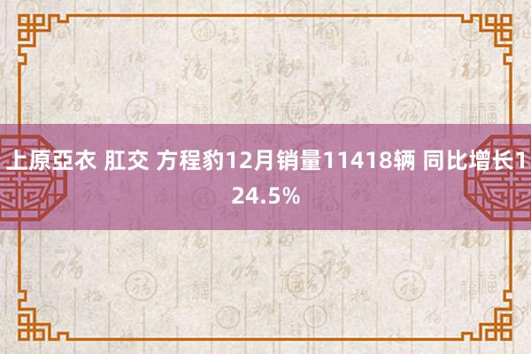 上原亞衣 肛交 方程豹12月销量11418辆 同比增长124.5%