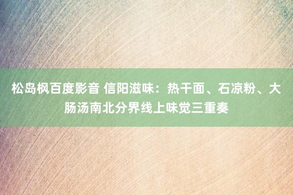 松岛枫百度影音 信阳滋味：热干面、石凉粉、大肠汤南北分界线上味觉三重奏
