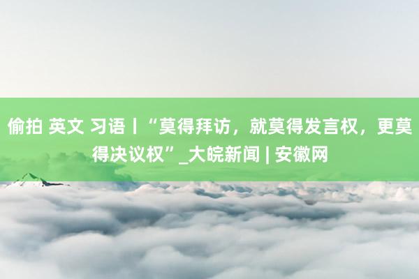 偷拍 英文 习语丨“莫得拜访，就莫得发言权，更莫得决议权”_大皖新闻 | 安徽网