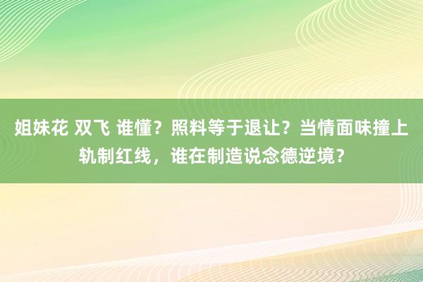 姐妹花 双飞 谁懂？照料等于退让？当情面味撞上轨制红线，谁在制造说念德逆境？