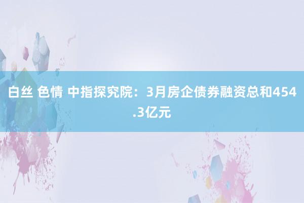 白丝 色情 中指探究院：3月房企债券融资总和454.3亿元