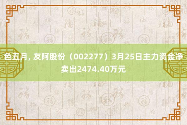 色五月， 友阿股份（002277）3月25日主力资金净卖出2474.40万元