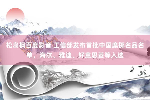 松岛枫百度影音 工信部发布首批中国糜掷名品名单，海尔、雅迪、好意思菱等入选
