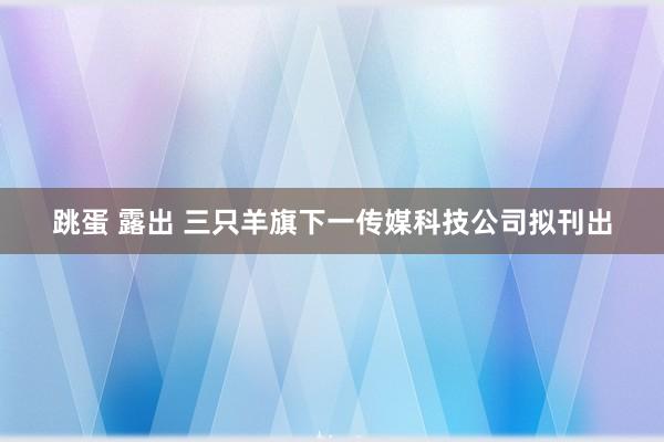 跳蛋 露出 三只羊旗下一传媒科技公司拟刊出