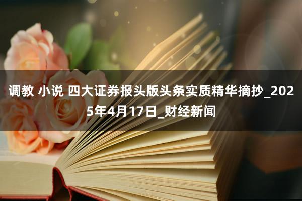 调教 小说 四大证券报头版头条实质精华摘抄_2025年4月17日_财经新闻