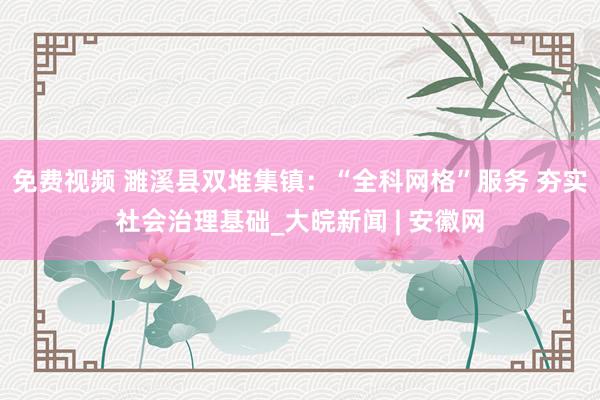 免费视频 濉溪县双堆集镇：“全科网格”服务 夯实社会治理基础_大皖新闻 | 安徽网