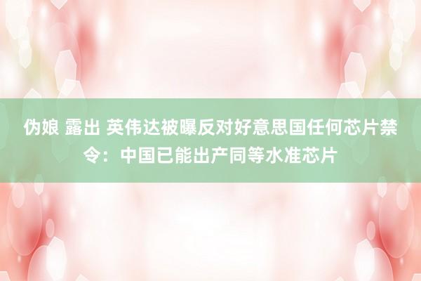 伪娘 露出 英伟达被曝反对好意思国任何芯片禁令：中国已能出产同等水准芯片