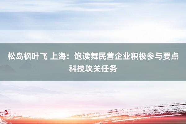 松岛枫叶飞 上海：饱读舞民营企业积极参与要点科技攻关任务