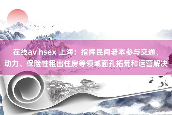 在线av hsex 上海：指挥民间老本参与交通、动力、保险性租出住房等领域面孔拓荒和运营解决