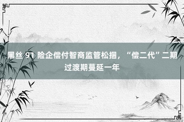 黑丝 91 险企偿付智商监管松捆，“偿二代”二期过渡期蔓延一年