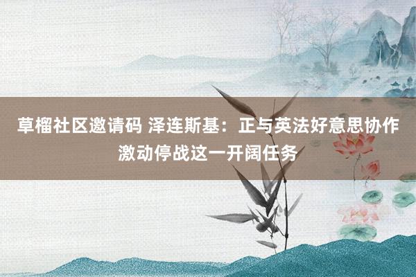 草榴社区邀请码 泽连斯基：正与英法好意思协作激动停战这一开阔任务
