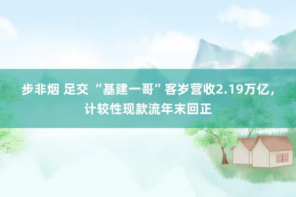 步非烟 足交 “基建一哥”客岁营收2.19万亿，计较性现款流年末回正