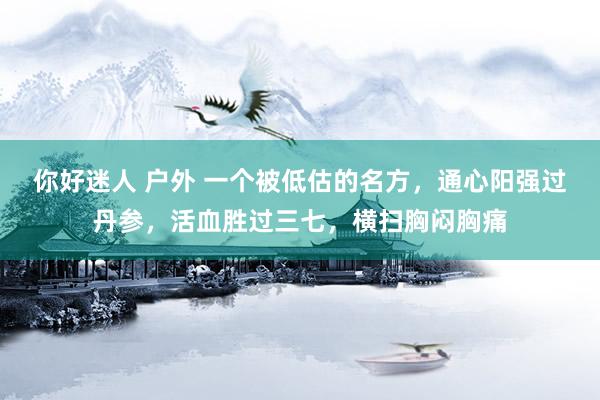 你好迷人 户外 一个被低估的名方，通心阳强过丹参，活血胜过三七，横扫胸闷胸痛