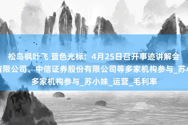 松岛枫叶飞 蓝色光标：4月25日召开事迹讲解会，广发证券股份有限公司、中信证券股份有限公司等多家机构参与_苏小妹_运营_毛利率